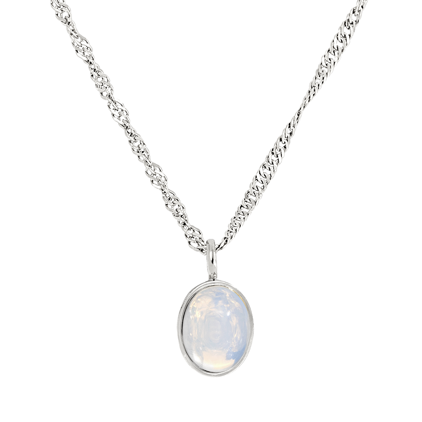 Oval Pendant Necklace Silver