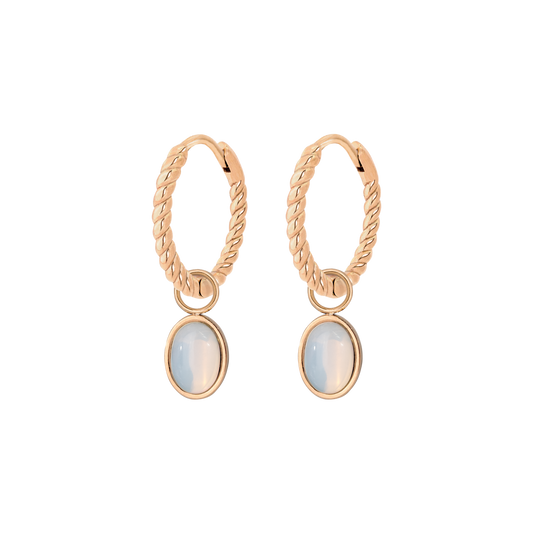 Opal Twisted Hoop Set Small Rose Gold