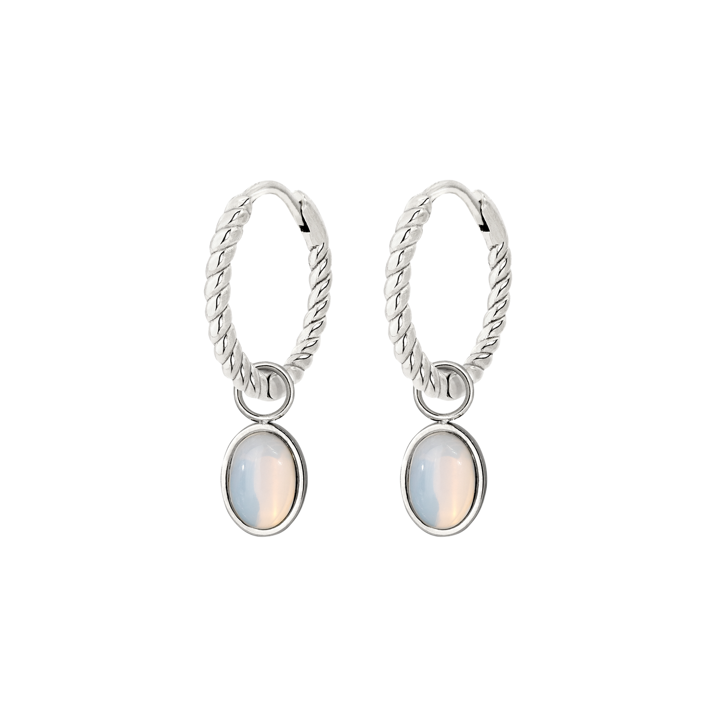 Opal Twisted Hoop Set Small Silver