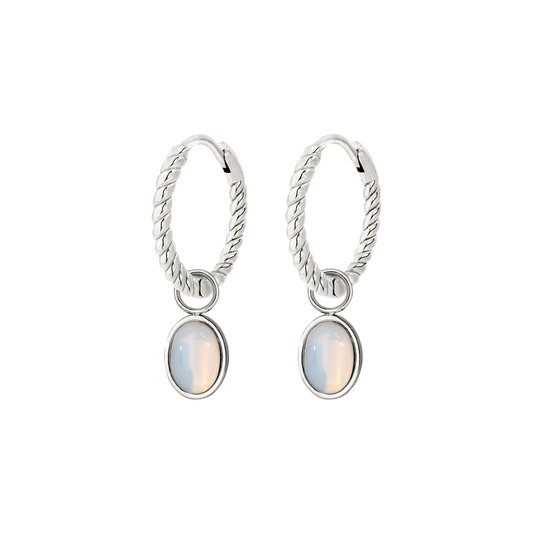 Opal Twisted Hoop Set Small Silver