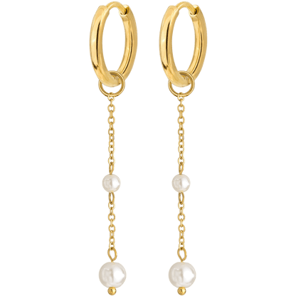 Pearl Allure Hoop Set Small Gold