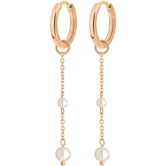 Pearl Allure Hoop Set Small Rose Gold