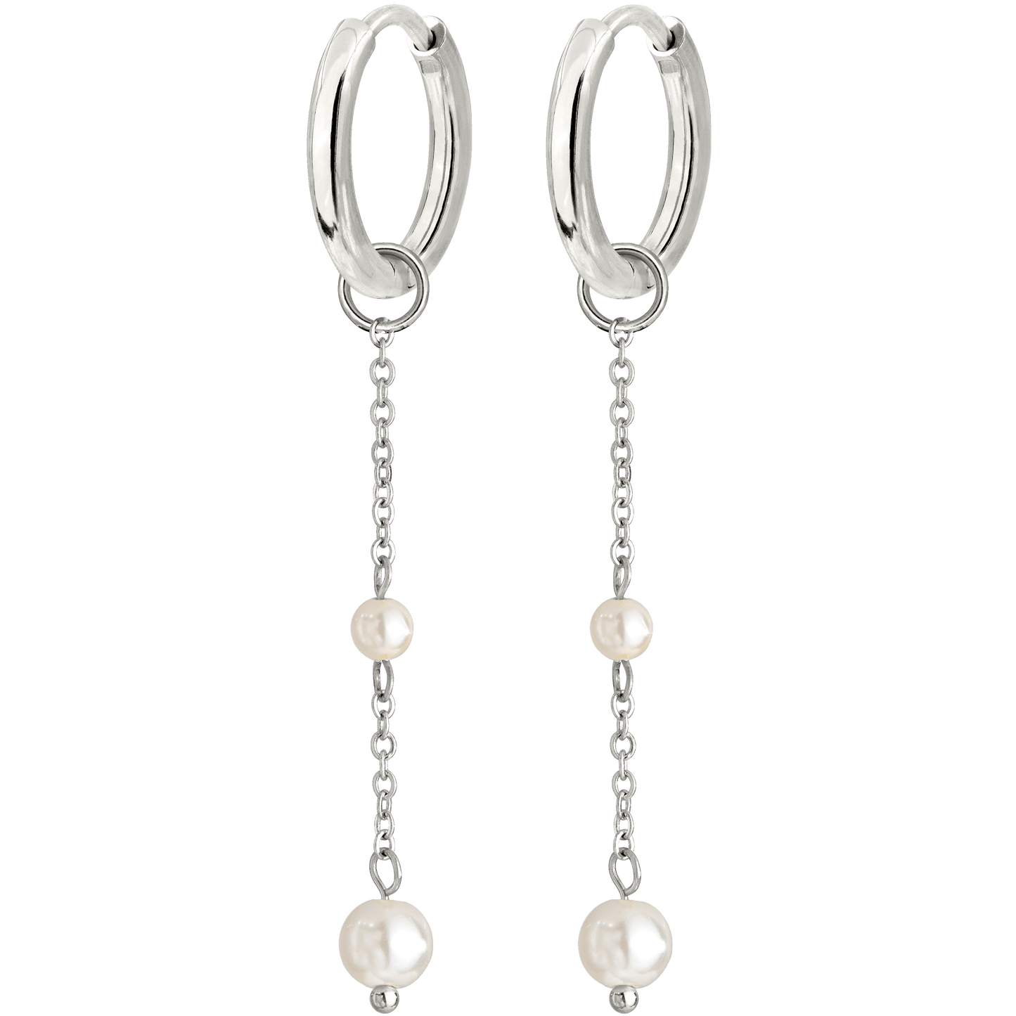 Pearl Allure Hoop Set Small Silver