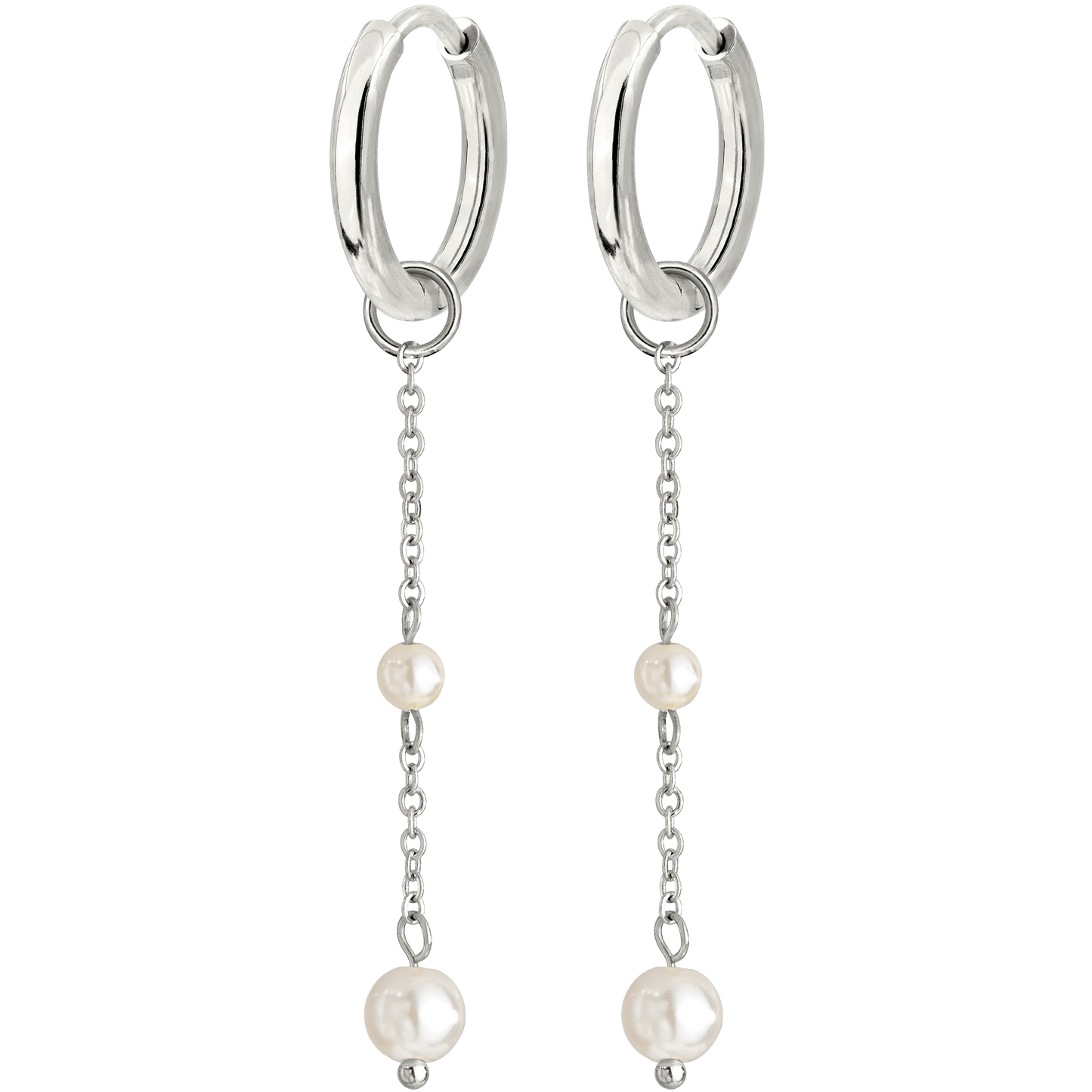 Pearl Allure Hoop Set Small Silver