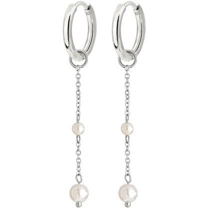 Pearl Allure Hoop Set Small Silver