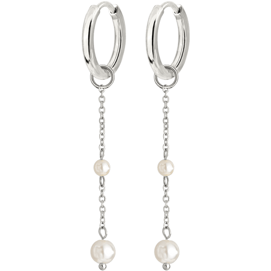 Pearl Allure Hoop Set Small Silver