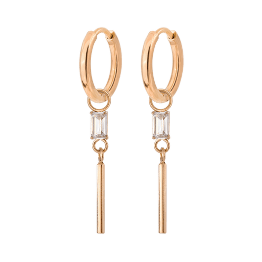 Stick and Stone Hoop Set Small Rose Gold