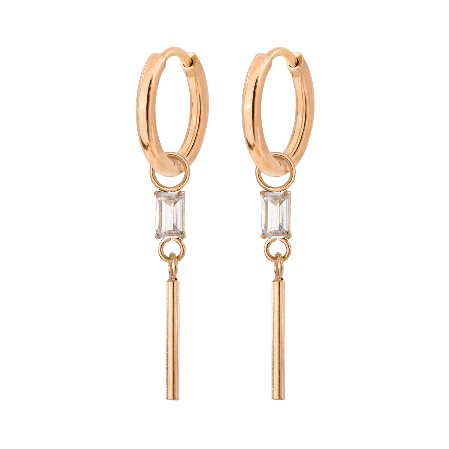 Stick and Stone Hoop Set Small Rose Gold