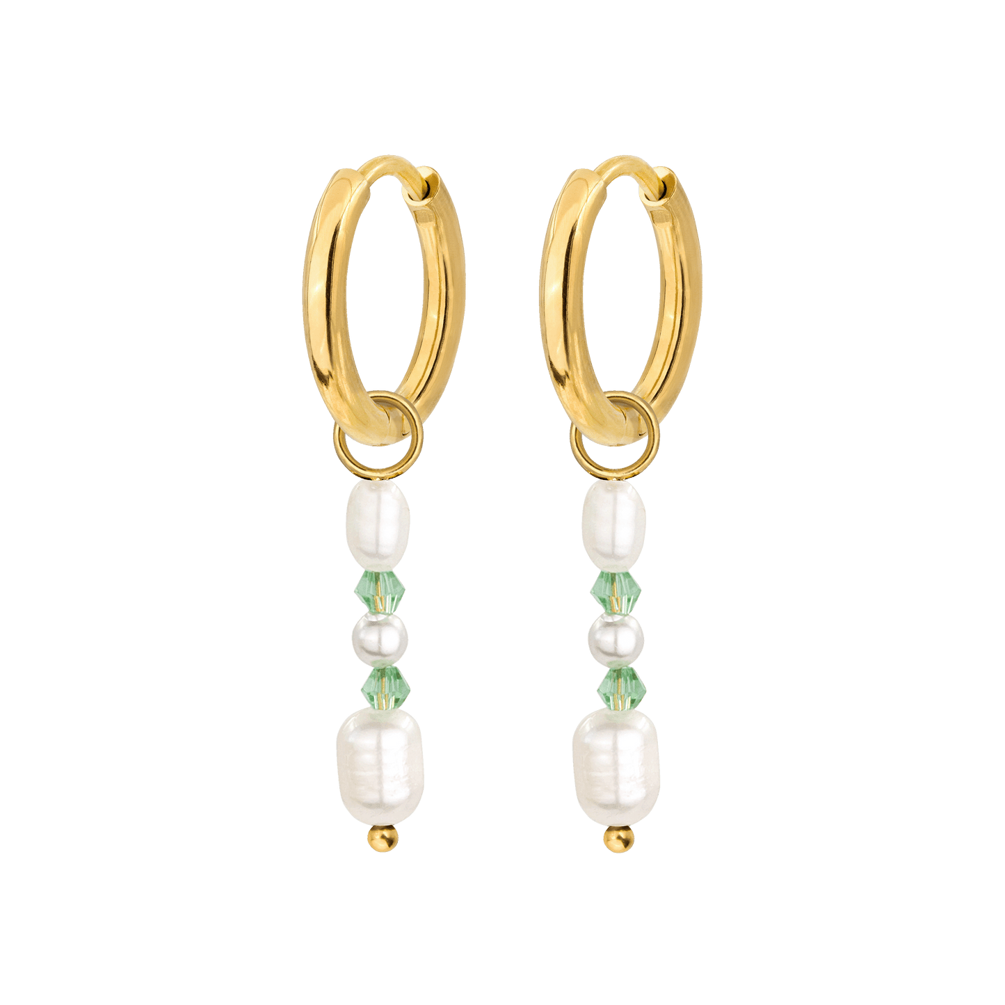 Perlita Verde Hoop Set Gold