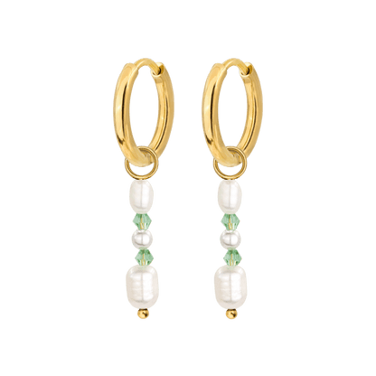 Perlita Verde Hoop Set Gold