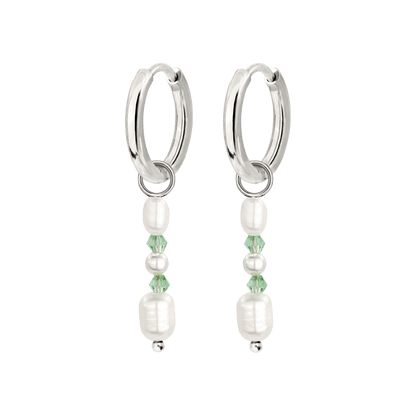 Perlita Verde Hoop Set Silver