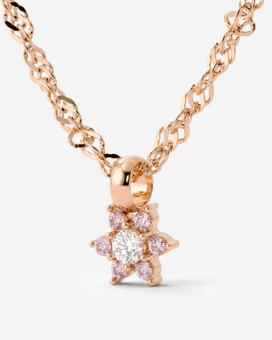 Sparkling Pink Petal Necklace Rose Gold