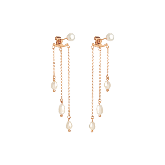 Annas Sparkle Pearl Studs Rose Gold