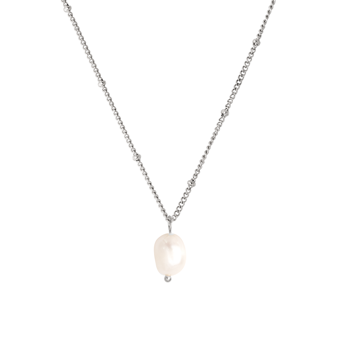 Mother Pearl Necklace Silver
