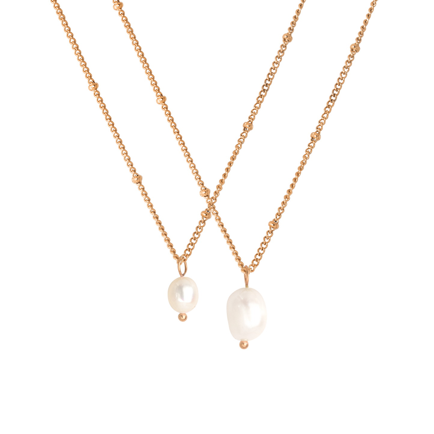 Pearl Necklace Duo Bundle Rose Gold