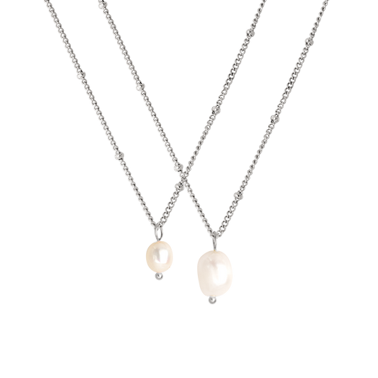 Pearl Necklace Duo Bundle Silver