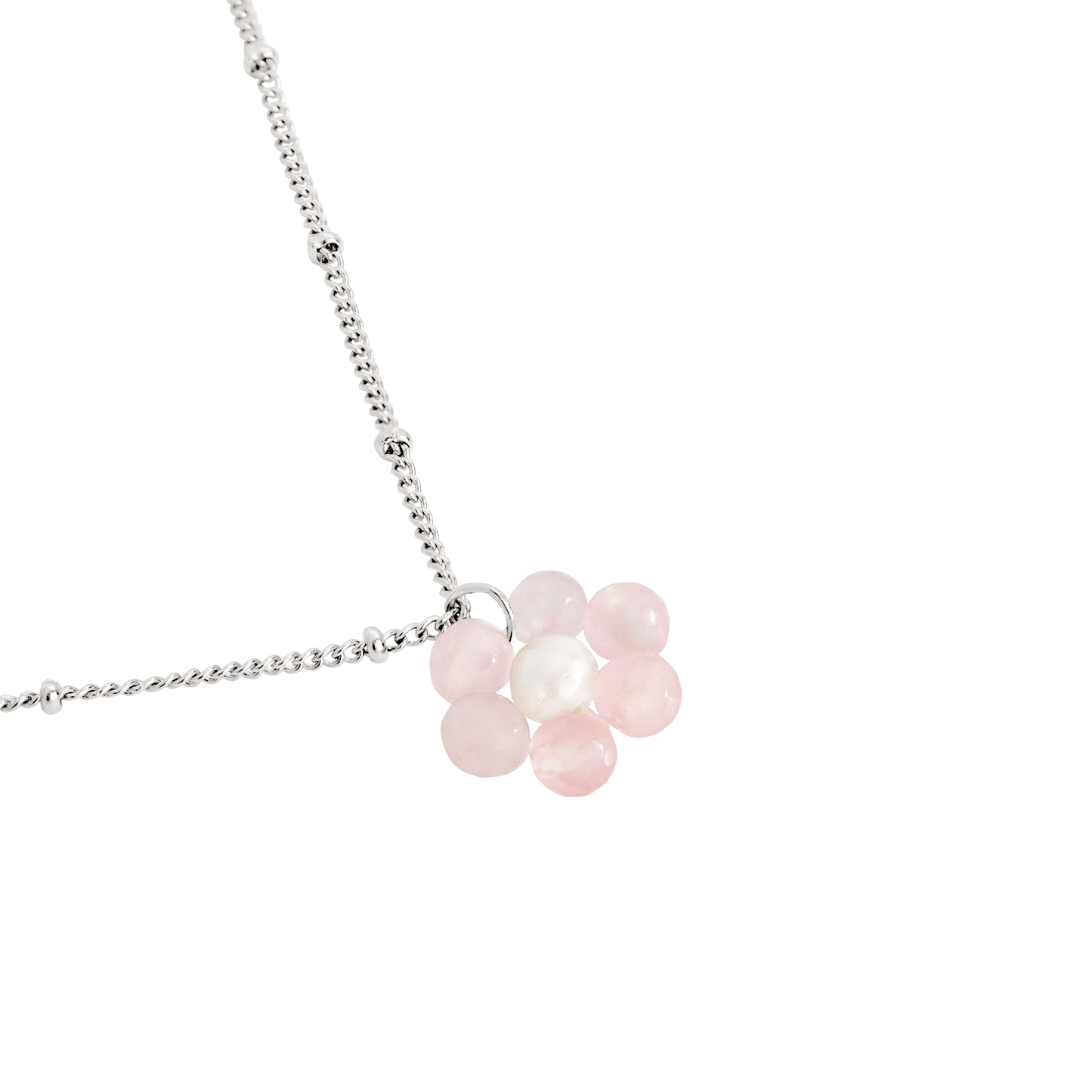 Rose Flower Necklace Silver