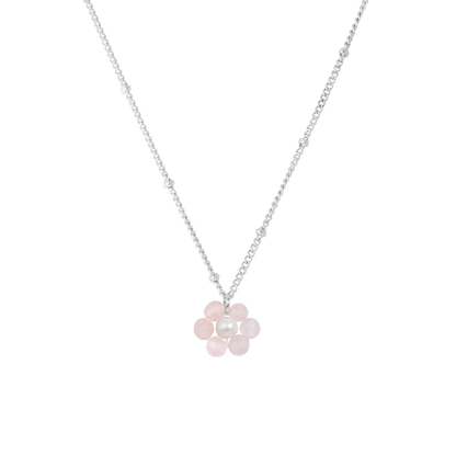 Rose Flower Necklace Silver