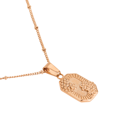 Vintage Flower Necklace Rose Gold