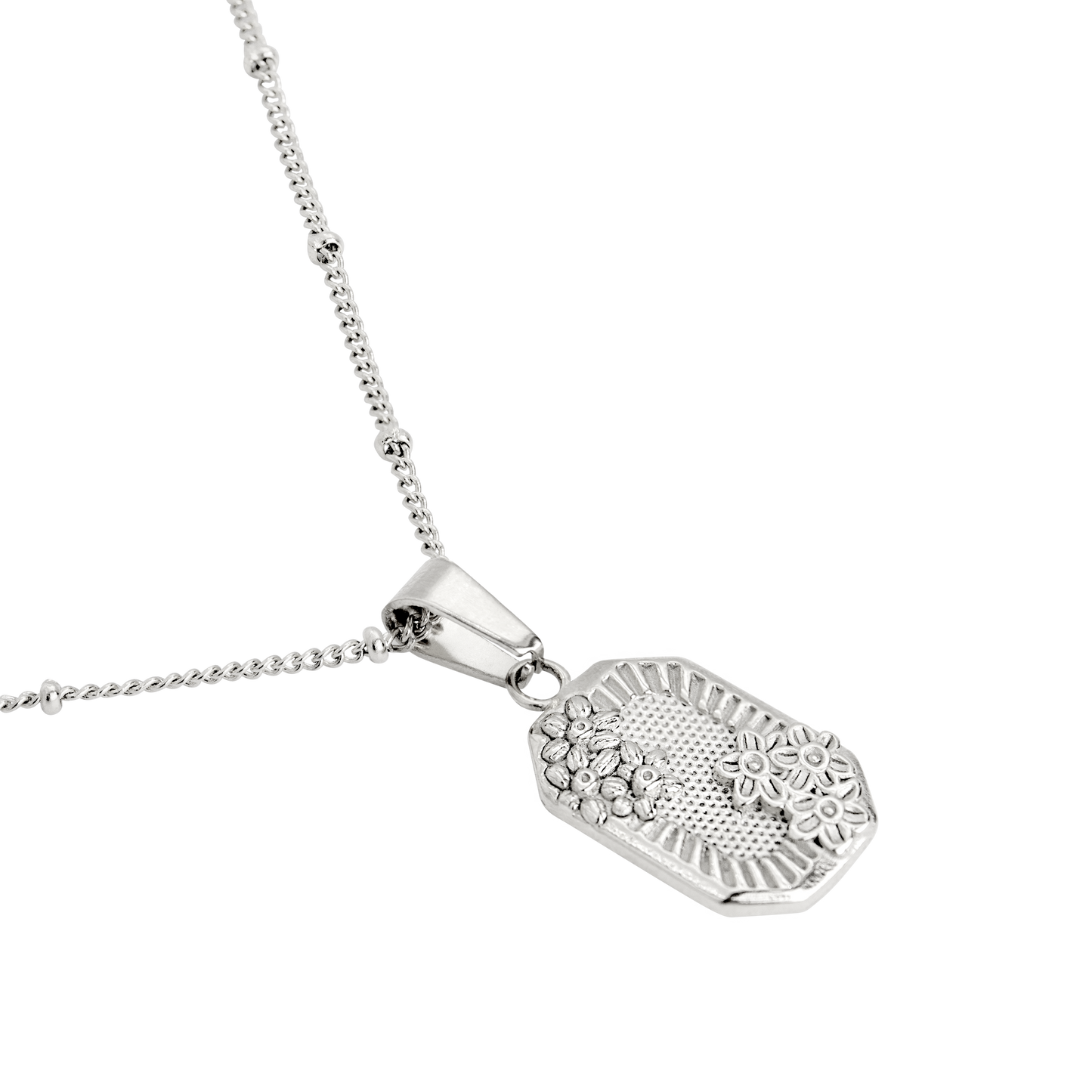 Vintage Flower Necklace Silver