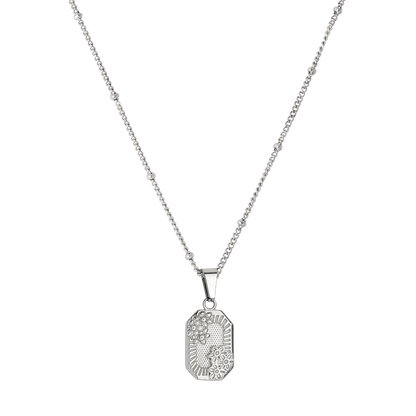Vintage Flower Necklace Silver