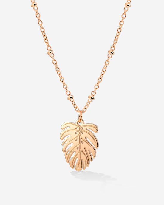 Monstera Leaf Necklace Rose Gold