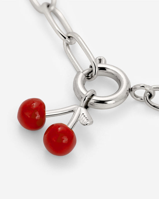 Very Cherry Oval Links Necklace Set Silver
