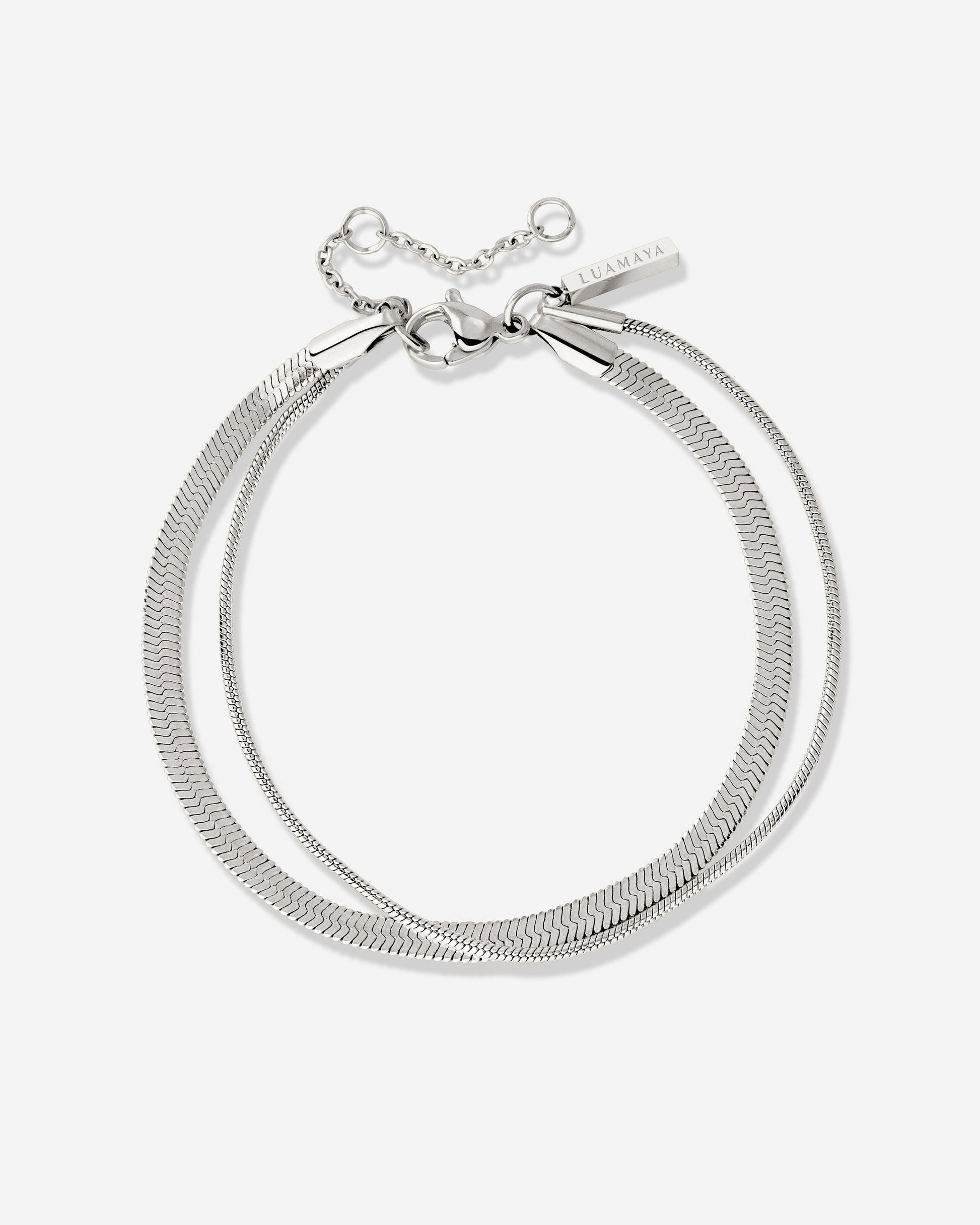 Snake Chain Double Bracelet Silver