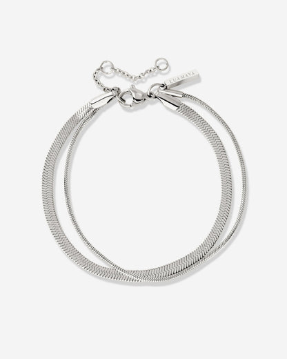 Snake Chain Double Bracelet Silver