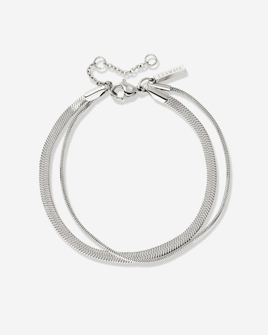 Snake Chain Double Bracelet Silver