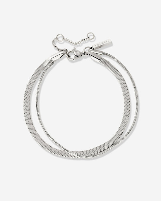 Snake Chain Double Bracelet Silver