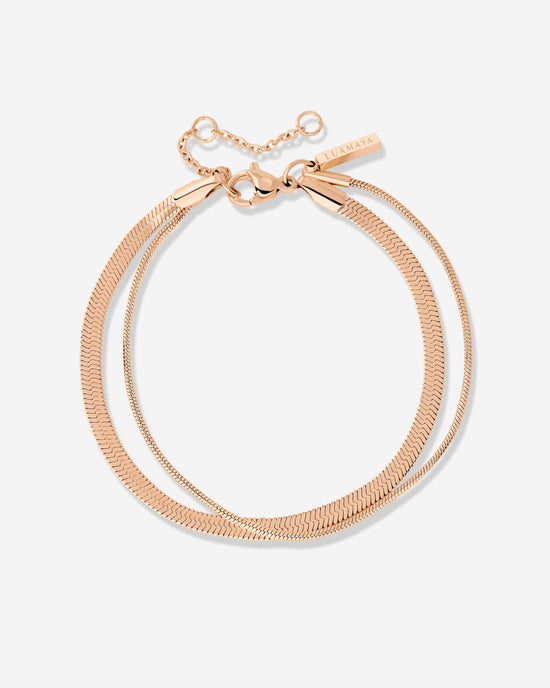 Snake Chain Double Bracelet Rose Gold