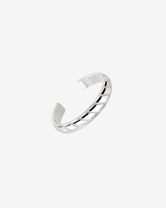 Flat Stripe Toe Ring Silver