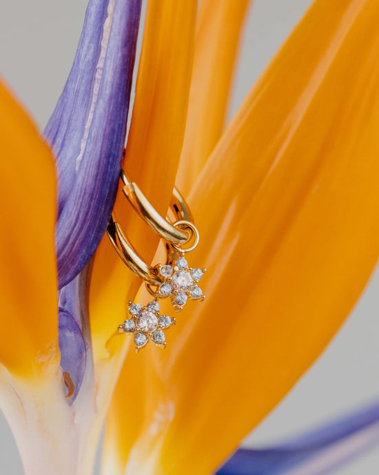 Blue Petal Hoop Set Small Rose Gold