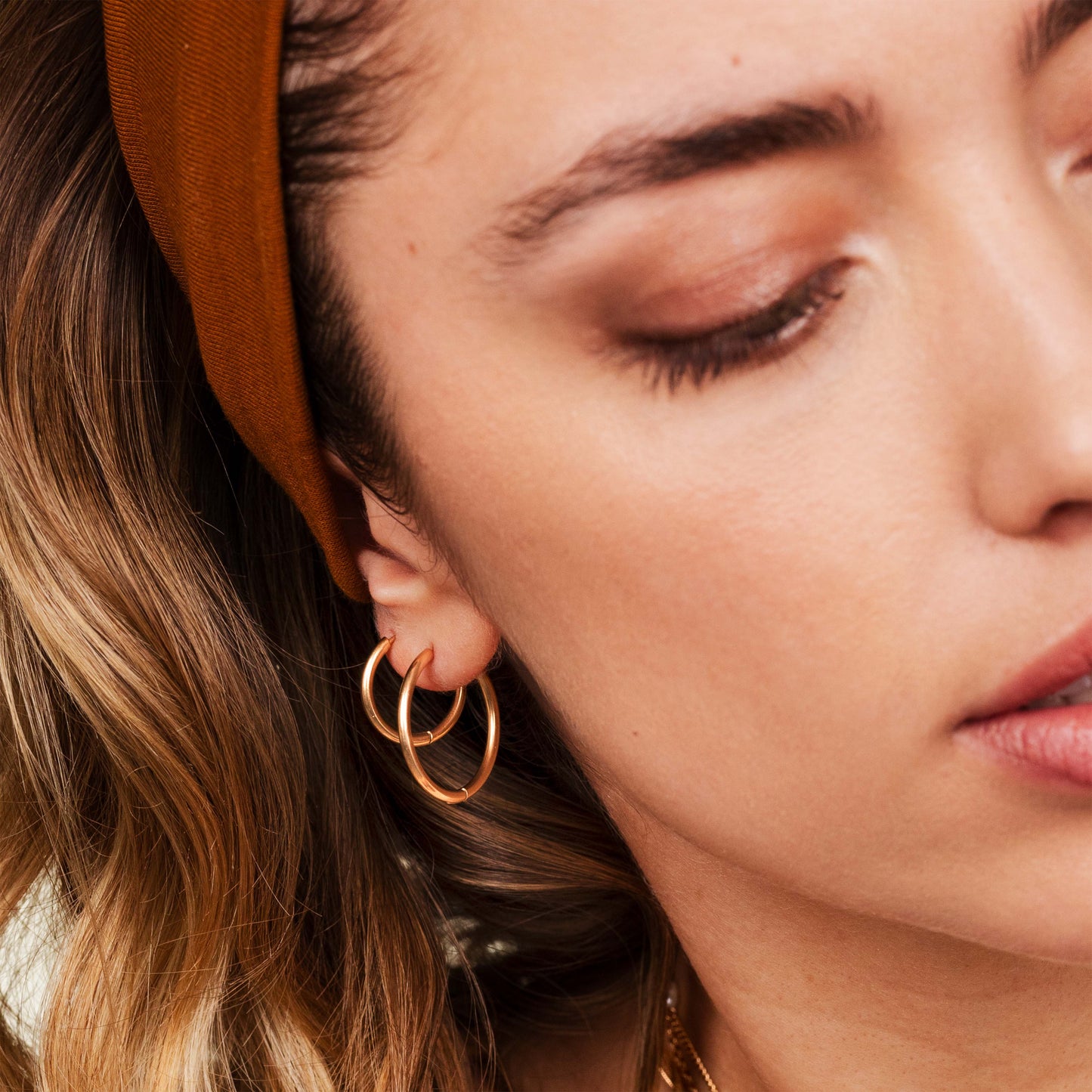 Clean Hoop Set Midi Rose Gold