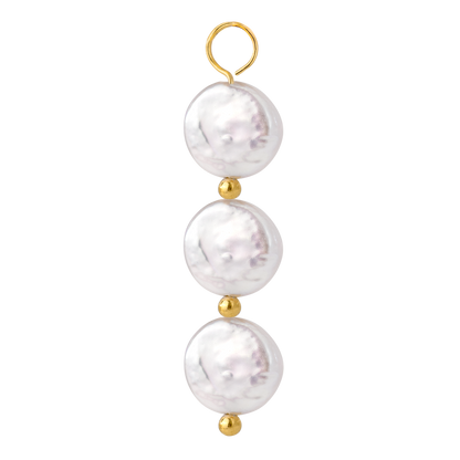 Triple Disc Pearl Oval Hoop Set Baby Gold