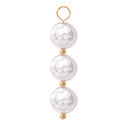 Triple Disc Pearl Oval Hoop Set Baby Rose Gold