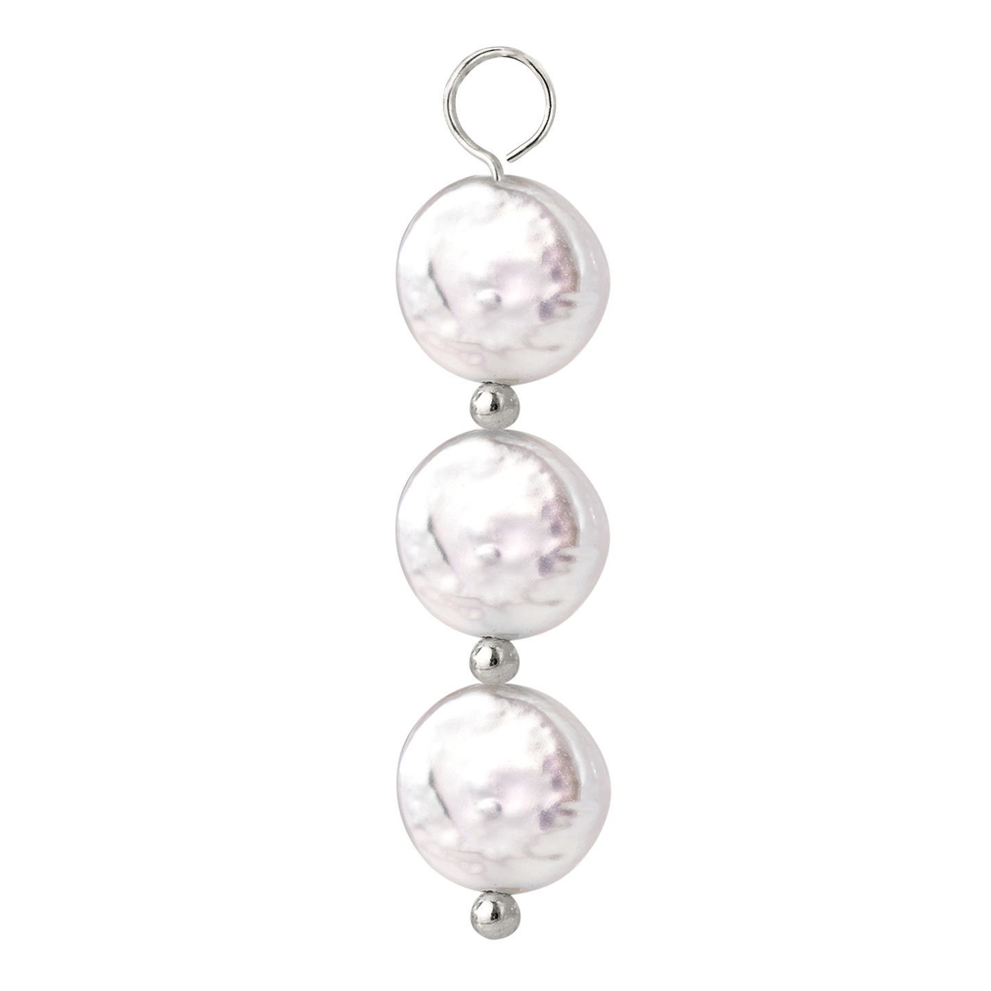 Triple Disc Pearl Oval Hoop Set Baby Silver