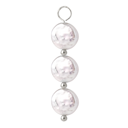 Triple Disc Pearl Oval Hoop Set Baby Silver