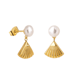 Pearl & Fan Studs Gold
