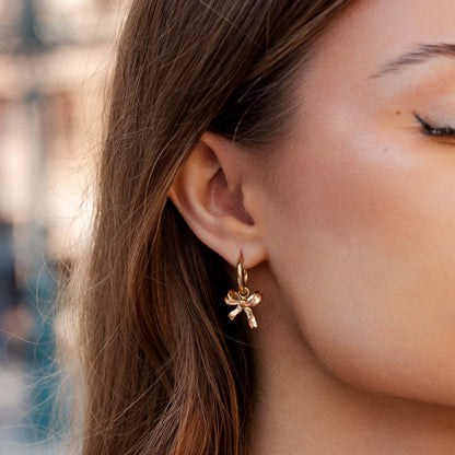 Pretty Ribbon Hoop Set Small Rose Gold