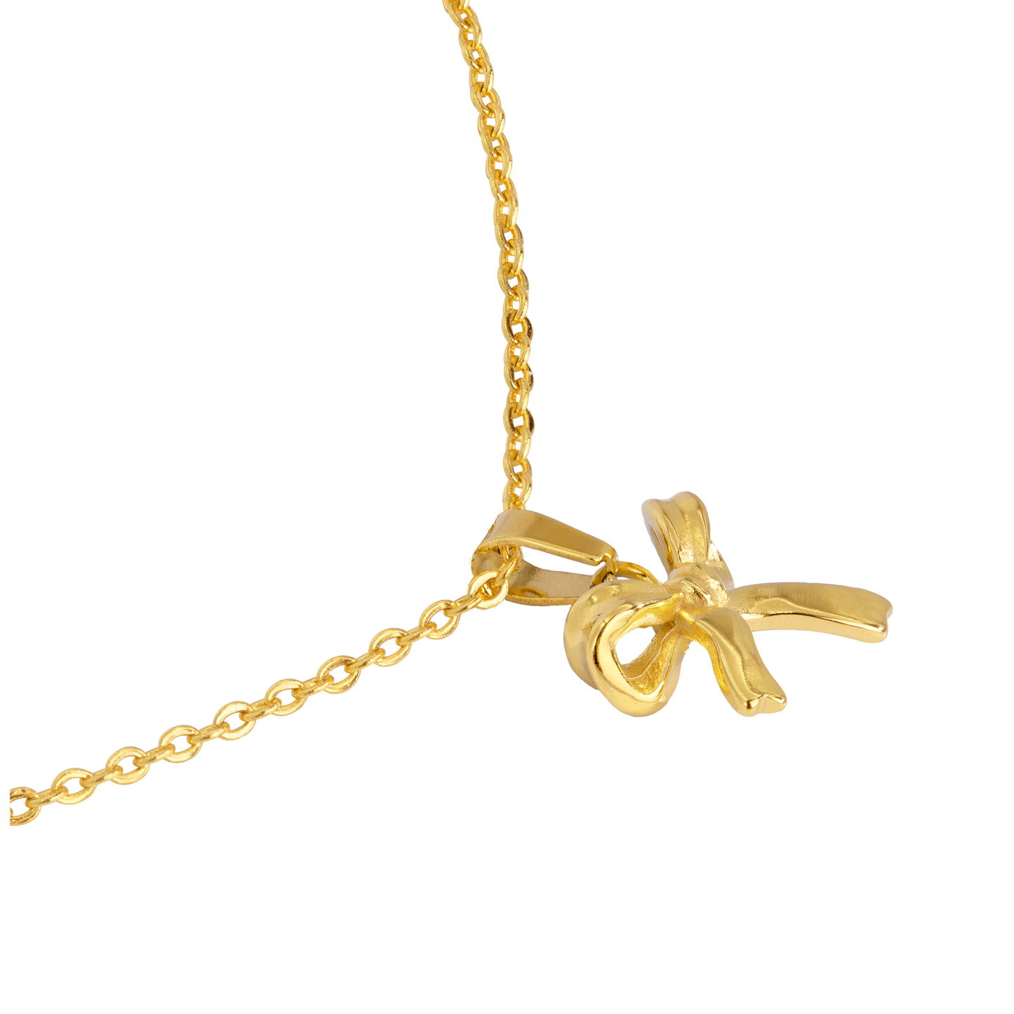 Pretty Ribbon Necklace Gold
