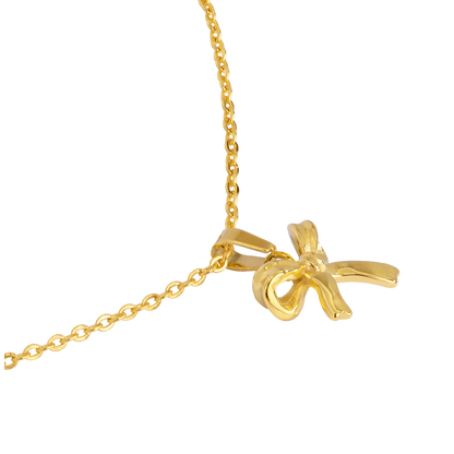 Pretty Ribbon Necklace Gold
