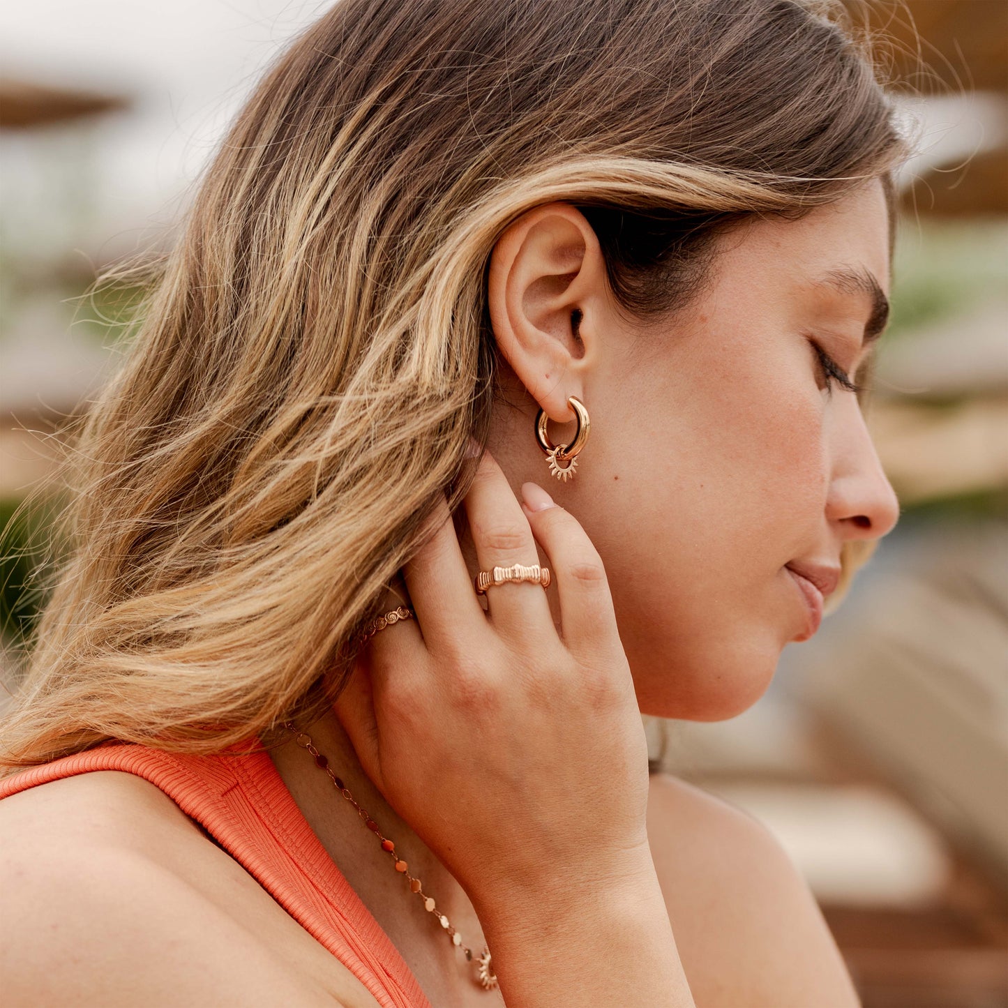 Chunky Sun Lover Hoop Set Medium Rose Gold