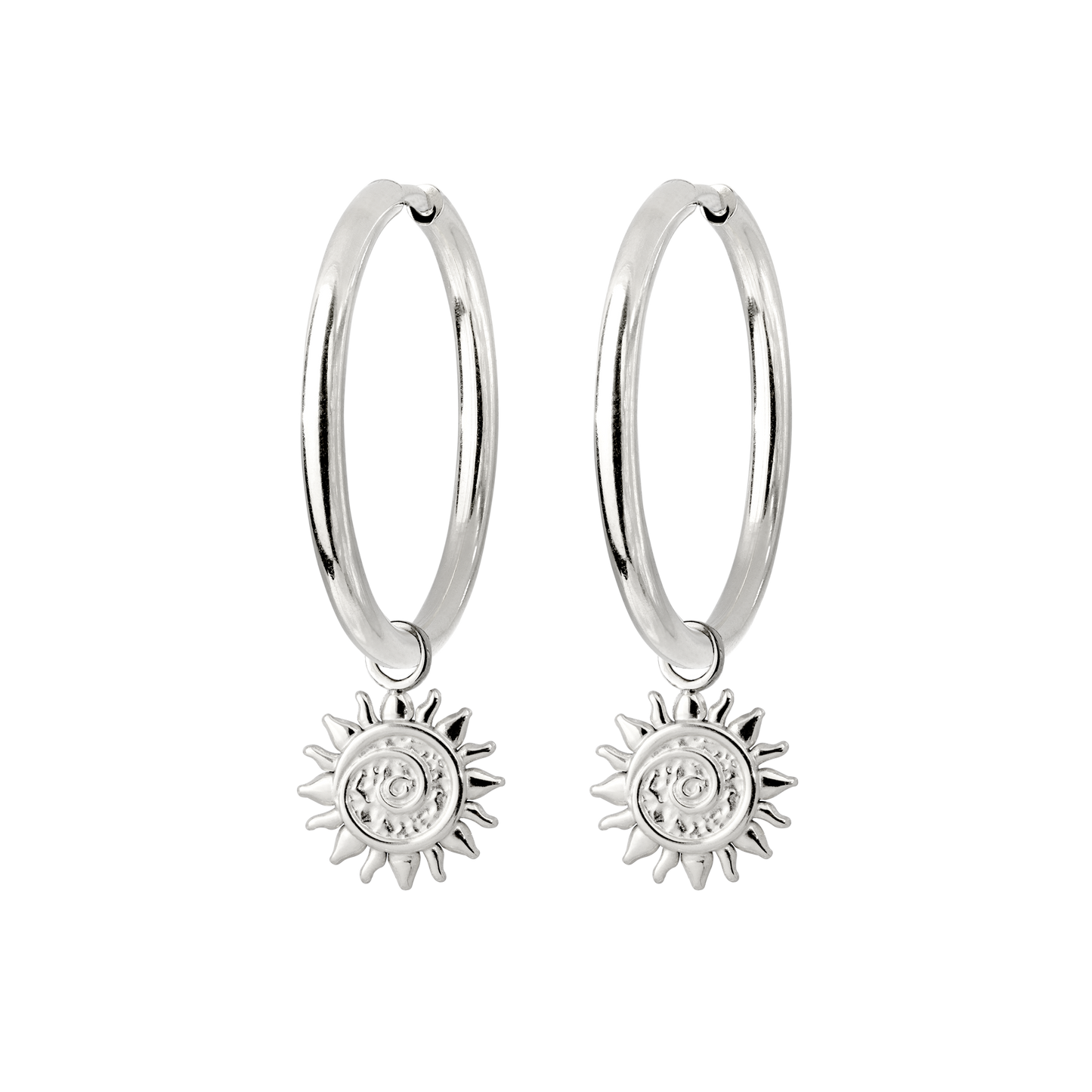 Sunny Swirl Hoop Set Large Silver