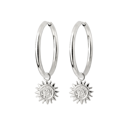 Sunny Swirl Hoop Set Large Silver