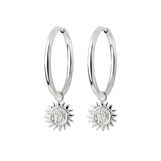 Sunny Swirl Hoop Set Large Silver