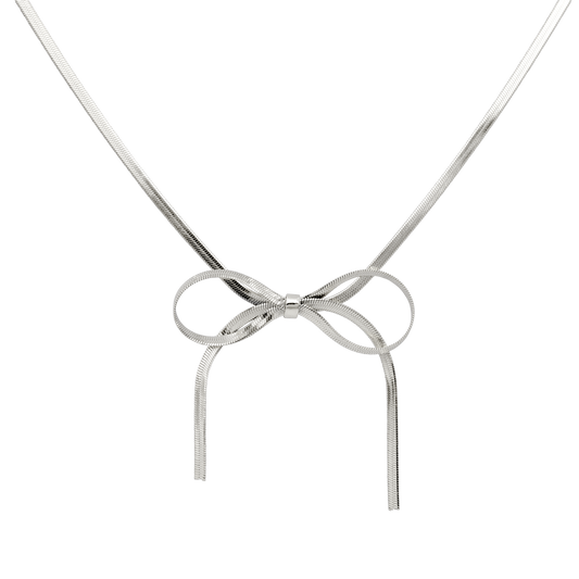 Sweet Bow Necklace Silver