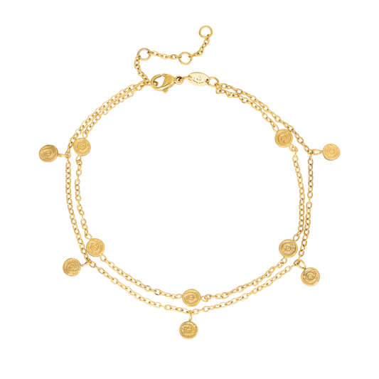 Swirl'n Double Anklet Gold