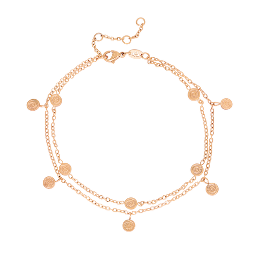 Swirl'n Double Anklet Rose Gold